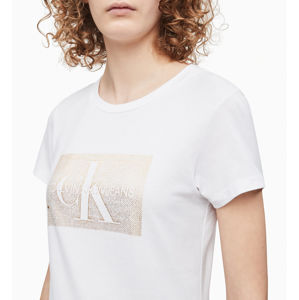Calvin Klein dámské bílé tričko Monogram - XS (112)